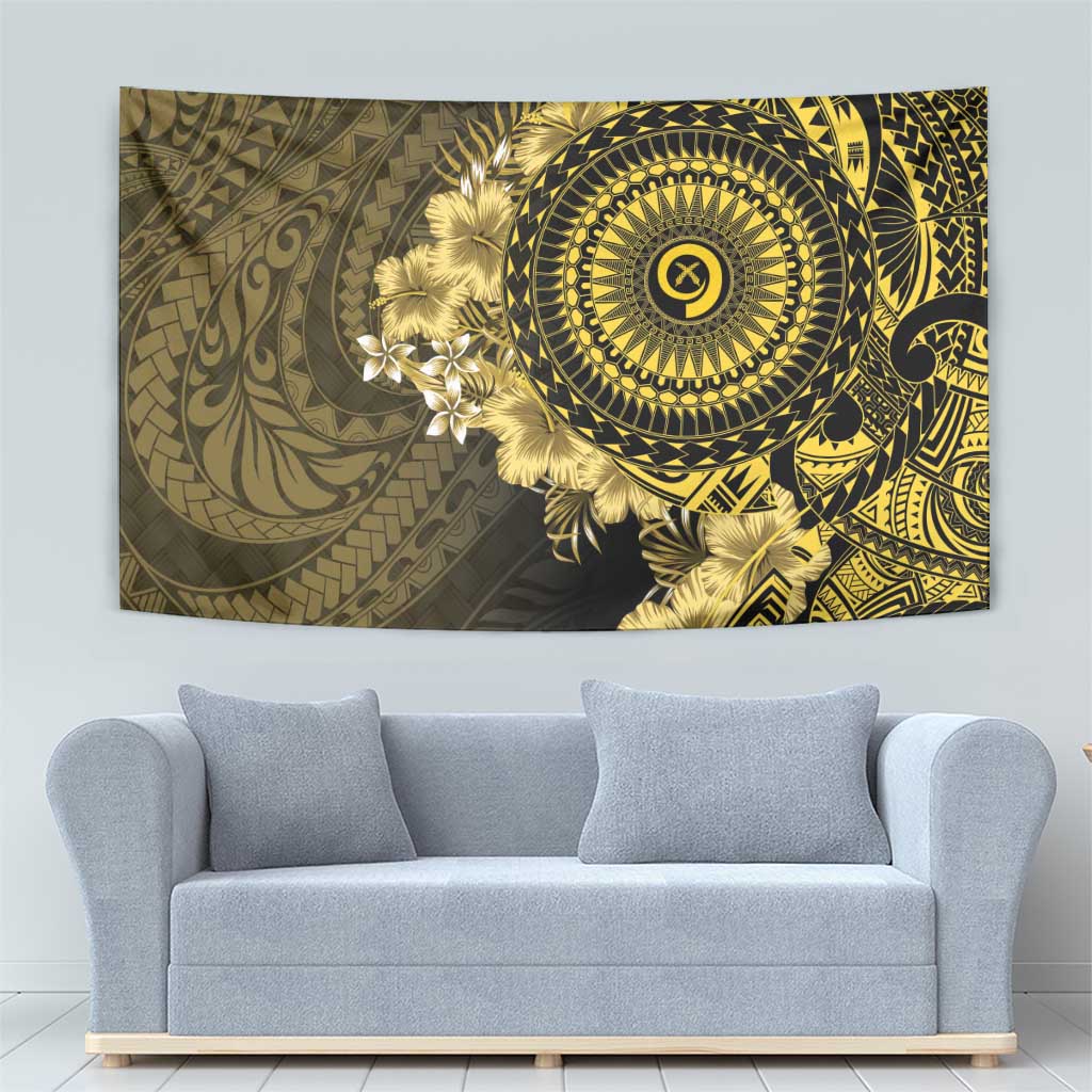 Vanuatu Tapestry Hibisus Polynesian Pattern Gold LT14 - Polynesian Pride