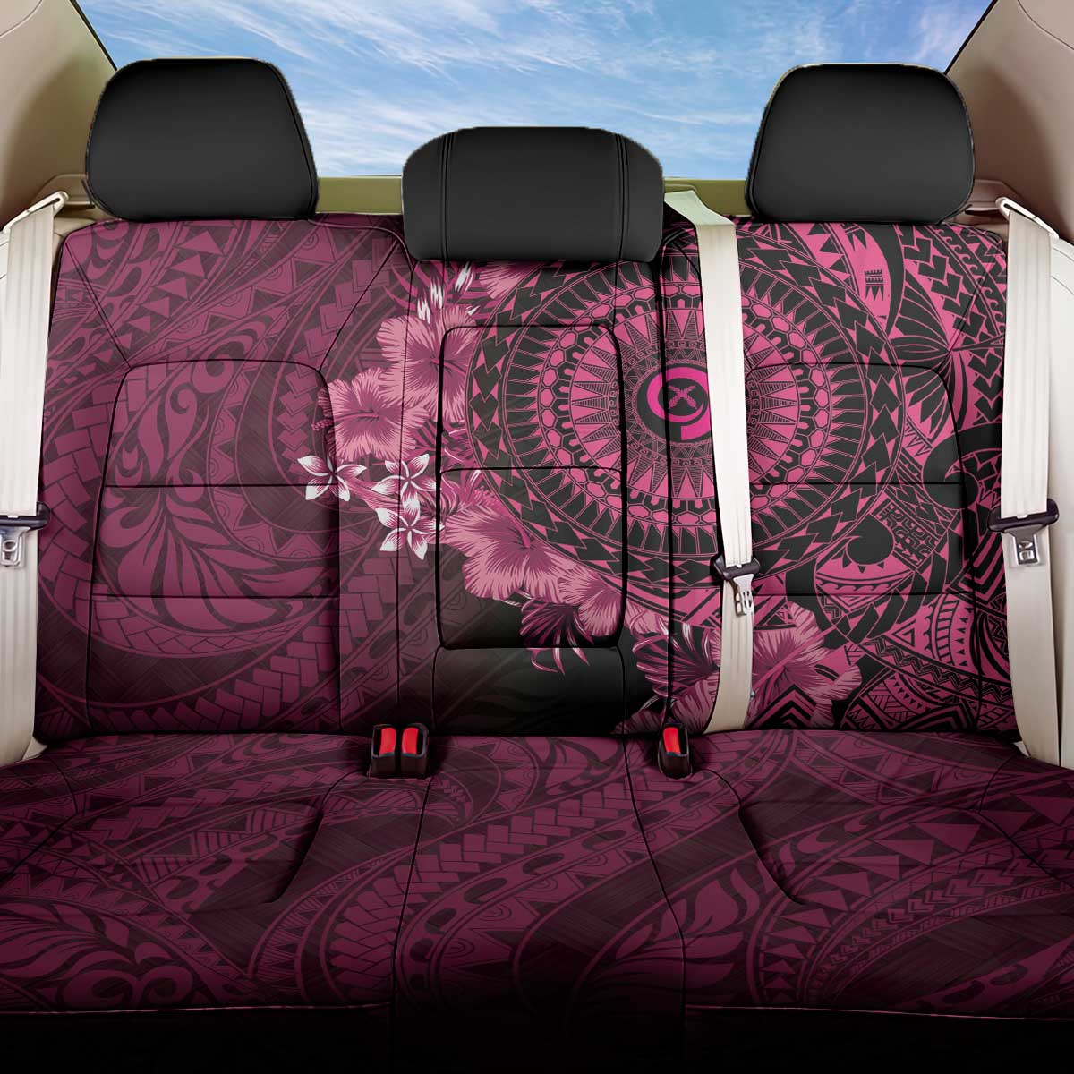 Vanuatu Back Car Seat Cover Hibisus Polynesian Pattern Pink LT14 One Size Pink - Polynesian Pride