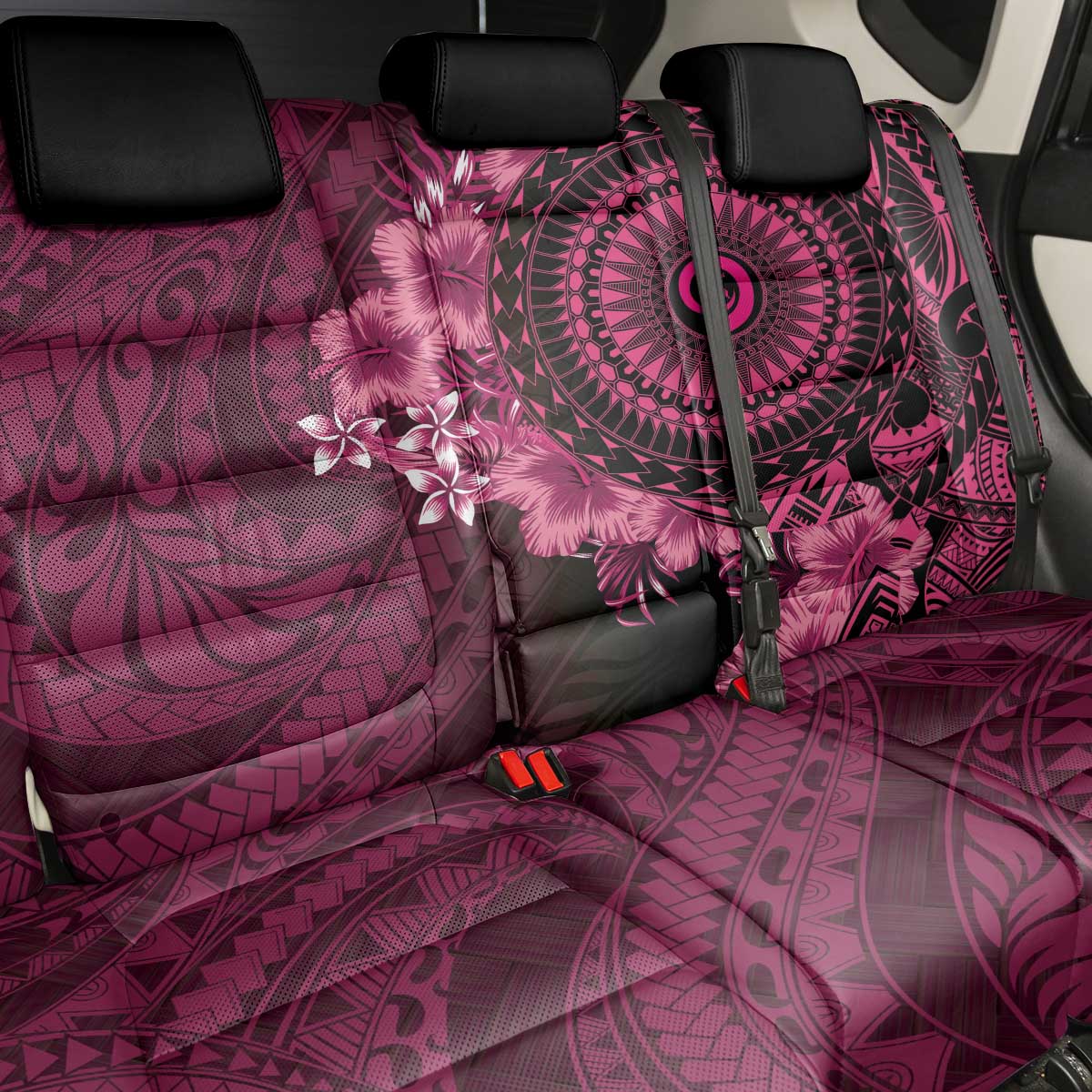 Vanuatu Back Car Seat Cover Hibisus Polynesian Pattern Pink LT14 - Polynesian Pride