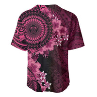 Vanuatu Baseball Jersey Hibisus Polynesian Pattern Pink LT14 - Polynesian Pride