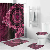 Vanuatu Bathroom Set Hibisus Polynesian Pattern Pink LT14 Bathroom Set (4 pcs) Pink - Polynesian Pride