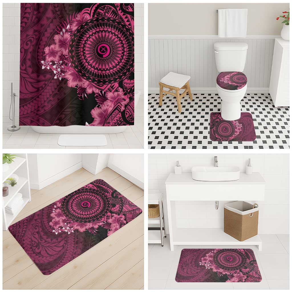 Vanuatu Bathroom Set Hibisus Polynesian Pattern Pink LT14 - Polynesian Pride