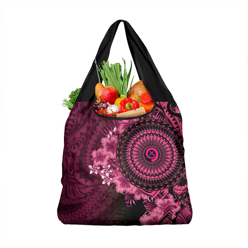 Vanuatu Grocery Bag Hibisus Polynesian Pattern Pink LT14 1-pack One Size Pink - Polynesian Pride