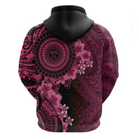 Vanuatu Hoodie Hibisus Polynesian Pattern Pink LT14 - Polynesian Pride