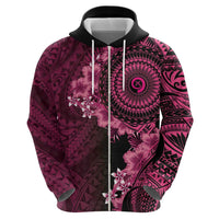 Vanuatu Hoodie Hibisus Polynesian Pattern Pink LT14 - Polynesian Pride