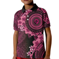 Vanuatu Kid Polo Shirt Hibisus Polynesian Pattern Pink LT14 Kid Pink - Polynesian Pride