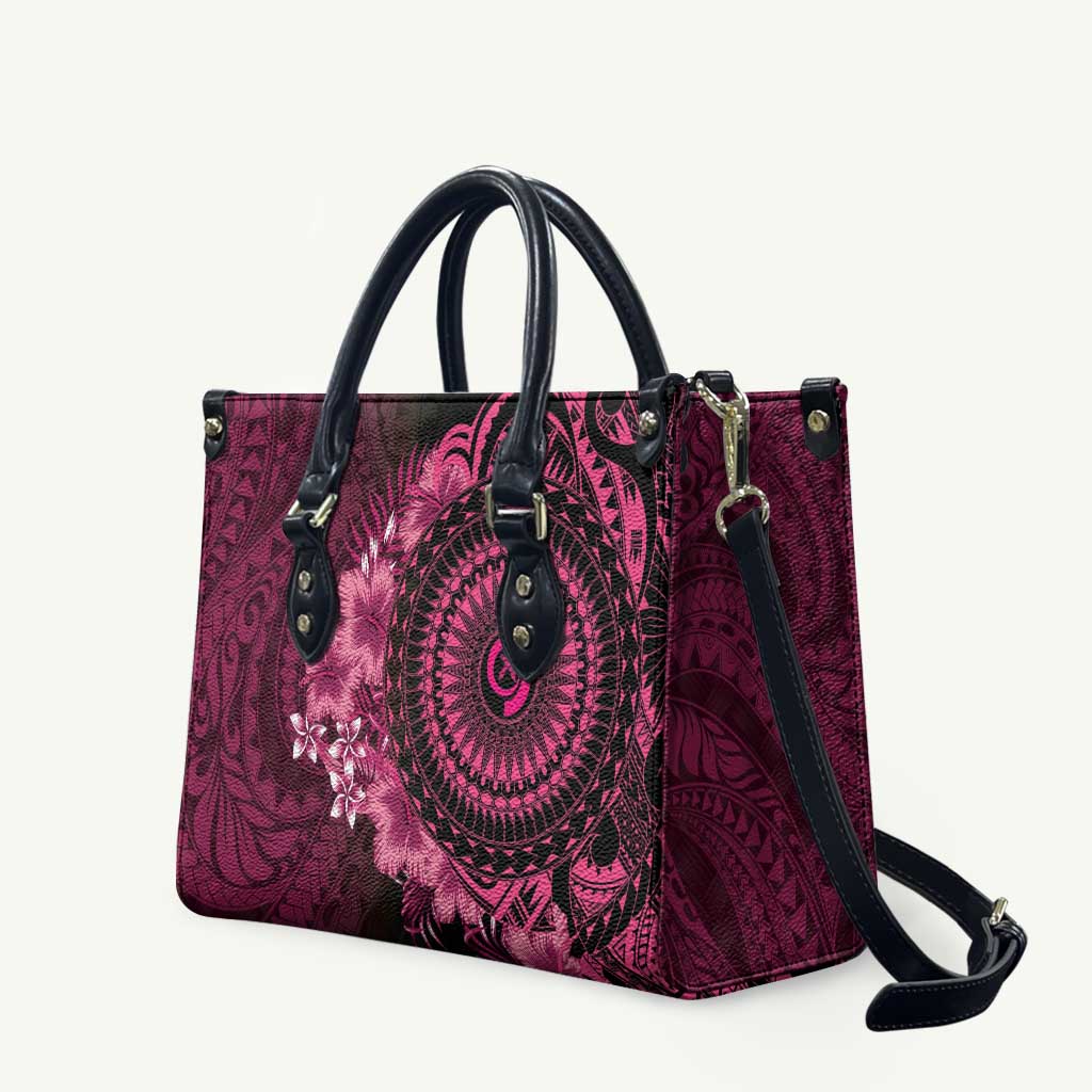 Vanuatu Leather Bag Hibisus Polynesian Pattern Pink LT14 Pink - Polynesian Pride