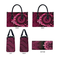 Vanuatu Leather Bag Hibisus Polynesian Pattern Pink LT14 - Polynesian Pride
