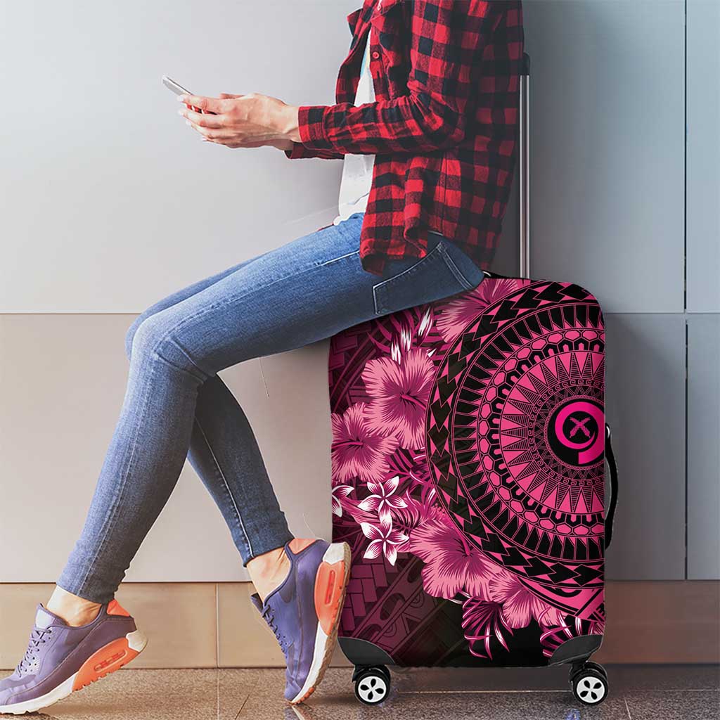 Vanuatu Luggage Cover Hibisus Polynesian Pattern Pink LT14 - Polynesian Pride