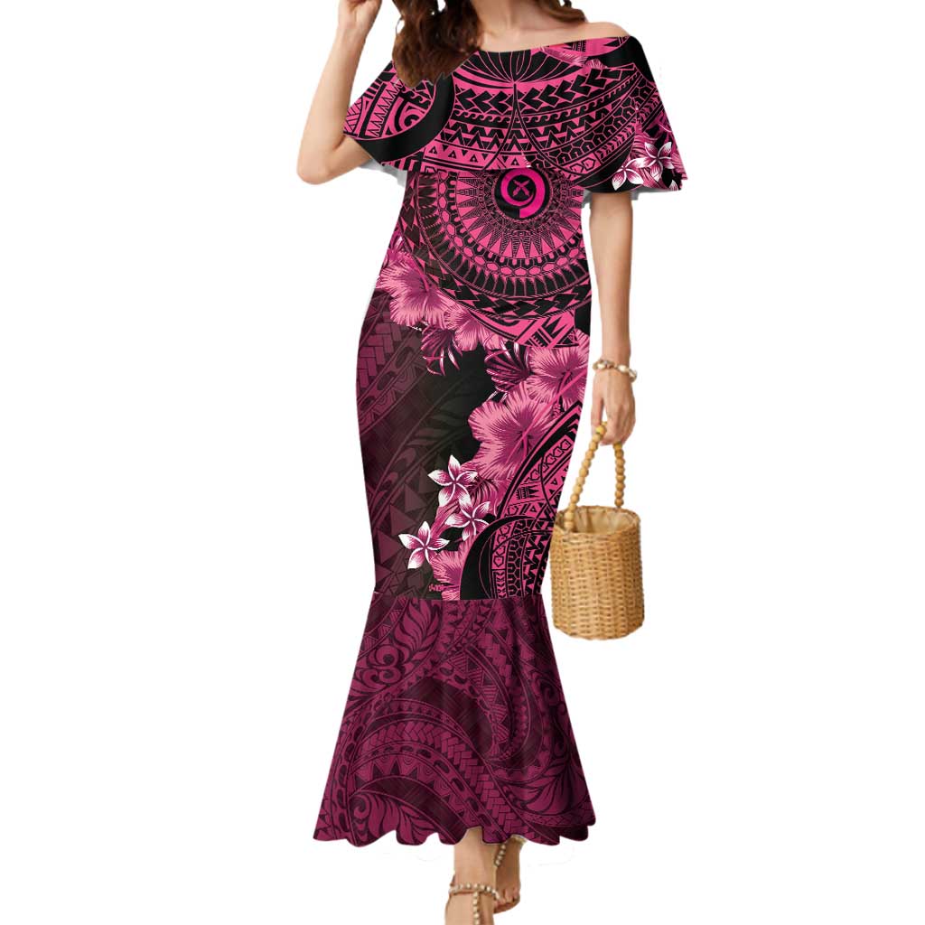 Vanuatu Mermaid Dress Hibisus Polynesian Pattern Pink LT14 Women Pink - Polynesian Pride