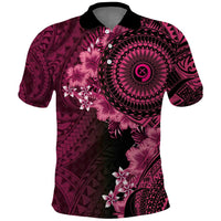 Vanuatu Polo Shirt Hibisus Polynesian Pattern Pink LT14 Pink - Polynesian Pride