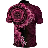 Vanuatu Polo Shirt Hibisus Polynesian Pattern Pink LT14 - Polynesian Pride