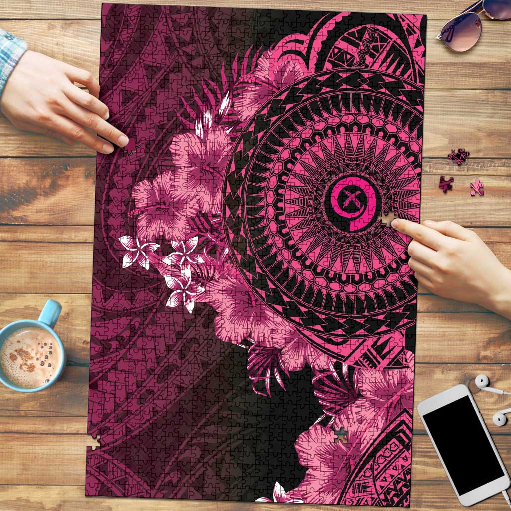 Vanuatu Puzzle Hibisus Polynesian Pattern Pink LT14 Pink - Polynesian Pride
