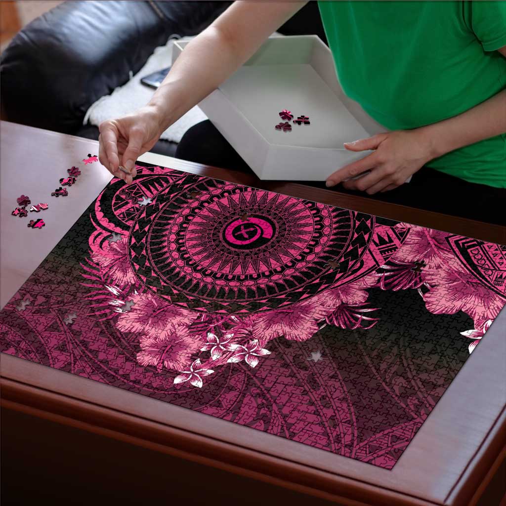Vanuatu Puzzle Hibisus Polynesian Pattern Pink LT14 - Polynesian Pride