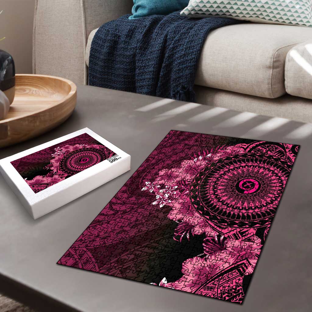 Vanuatu Puzzle Hibisus Polynesian Pattern Pink LT14 - Polynesian Pride