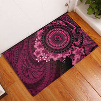 Vanuatu Rubber Doormat Hibisus Polynesian Pattern Pink LT14 - Polynesian Pride