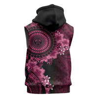 Vanuatu Sleeveless Hoodie Hibisus Polynesian Pattern Pink LT14 - Polynesian Pride