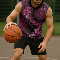 Vanuatu Sleeveless Hoodie Hibisus Polynesian Pattern Pink LT14 - Polynesian Pride