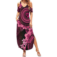 Vanuatu Summer Maxi Dress Hibisus Polynesian Pattern Pink LT14 Women Pink - Polynesian Pride
