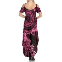 Vanuatu Summer Maxi Dress Hibisus Polynesian Pattern Pink LT14 - Polynesian Pride