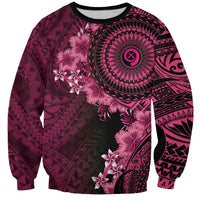 Vanuatu Sweatshirt Hibisus Polynesian Pattern Pink LT14 Unisex Pink - Polynesian Pride