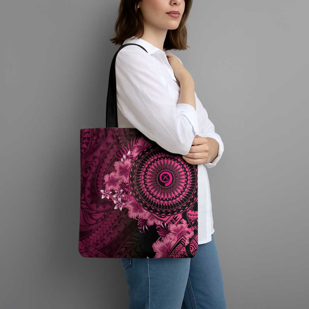 Vanuatu Tote Bag Hibisus Polynesian Pattern Pink LT14 - Polynesian Pride