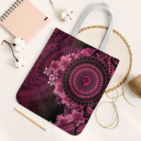 Vanuatu Tote Bag Hibisus Polynesian Pattern Pink LT14 White Strap One Size Pink - Polynesian Pride