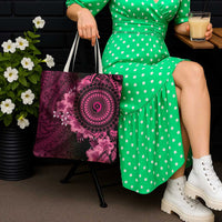 Vanuatu Tote Bag Hibisus Polynesian Pattern Pink LT14 - Polynesian Pride