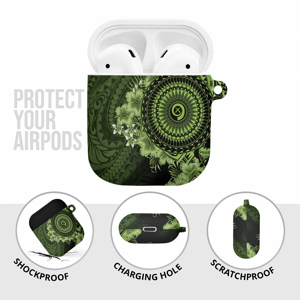 Vanuatu AirPods Case Hibisus Polynesian Pattern Green LT14 - Polynesian Pride