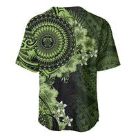 Vanuatu Baseball Jersey Hibisus Polynesian Pattern Green LT14 - Polynesian Pride