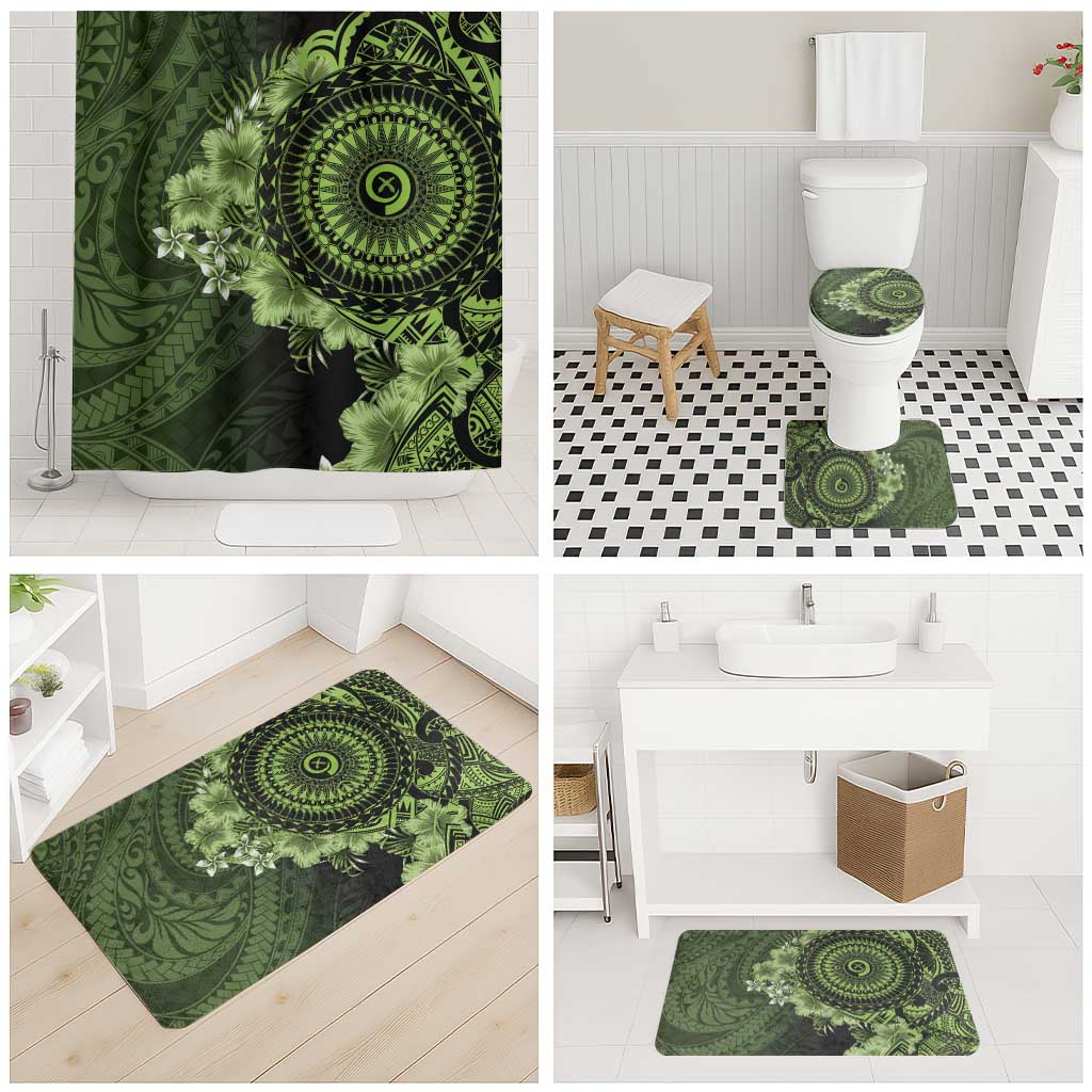 Vanuatu Bathroom Set Hibisus Polynesian Pattern Green LT14 - Polynesian Pride