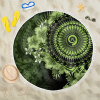 Vanuatu Beach Blanket Hibisus Polynesian Pattern Green LT14 One Size 150cm Green - Polynesian Pride