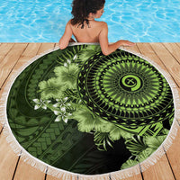 Vanuatu Beach Blanket Hibisus Polynesian Pattern Green LT14 - Polynesian Pride