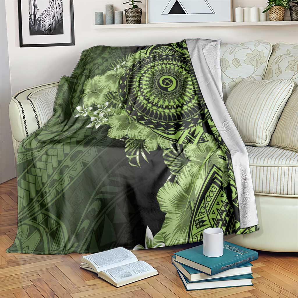 Vanuatu Blanket Hibisus Polynesian Pattern Green LT14 Green - Polynesian Pride