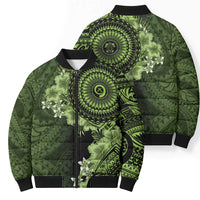 Vanuatu Bomber Puffer Jacket Hibisus Polynesian Pattern Green LT14 - Polynesian Pride