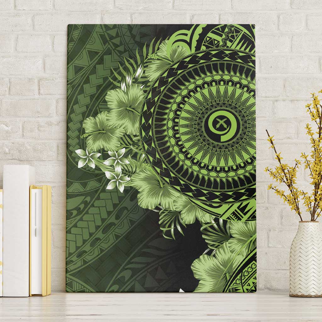 Vanuatu Canvas Wall Art Hibisus Polynesian Pattern Green LT14 Without Frame Green - Polynesian Pride