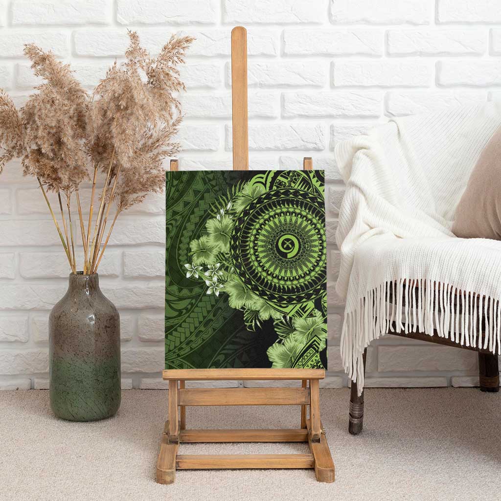 Vanuatu Canvas Wall Art Hibisus Polynesian Pattern Green LT14 - Polynesian Pride