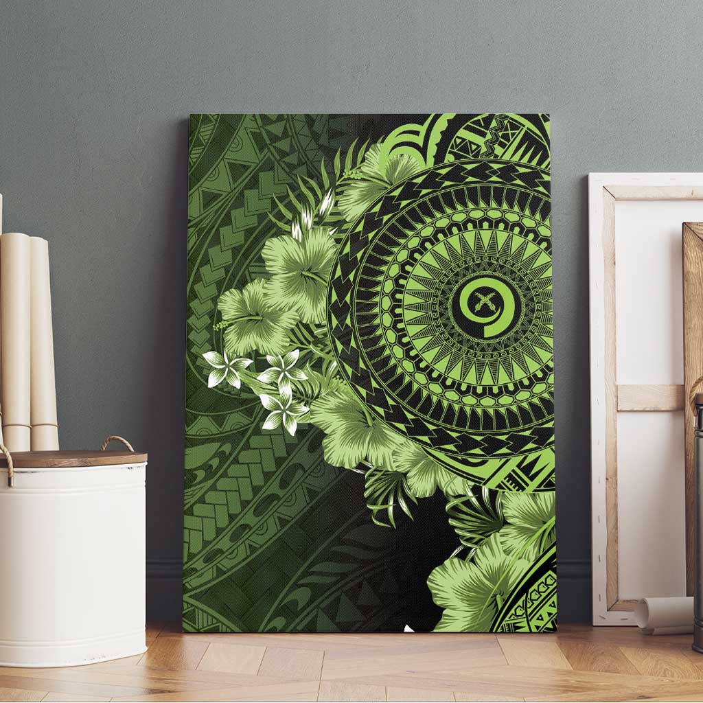 Vanuatu Canvas Wall Art Hibisus Polynesian Pattern Green LT14 - Polynesian Pride