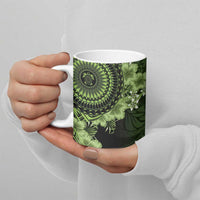 Vanuatu Ceramic Mug Hibisus Polynesian Pattern Green LT14 - Polynesian Pride
