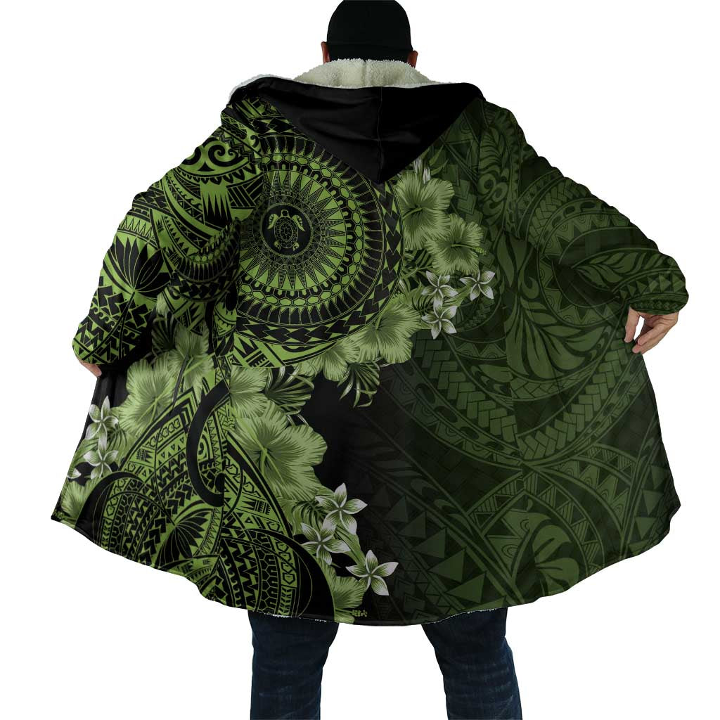 Vanuatu Cloak Hibisus Polynesian Pattern Green LT14 - Polynesian Pride