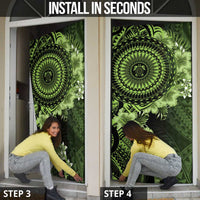 Vanuatu Door Cover Hibisus Polynesian Pattern Green LT14 - Polynesian Pride