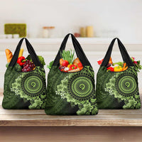 Vanuatu Grocery Bag Hibisus Polynesian Pattern Green LT14 3-pack One Size Green - Polynesian Pride