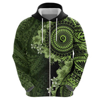 Vanuatu Hoodie Hibisus Polynesian Pattern Green LT14 - Polynesian Pride