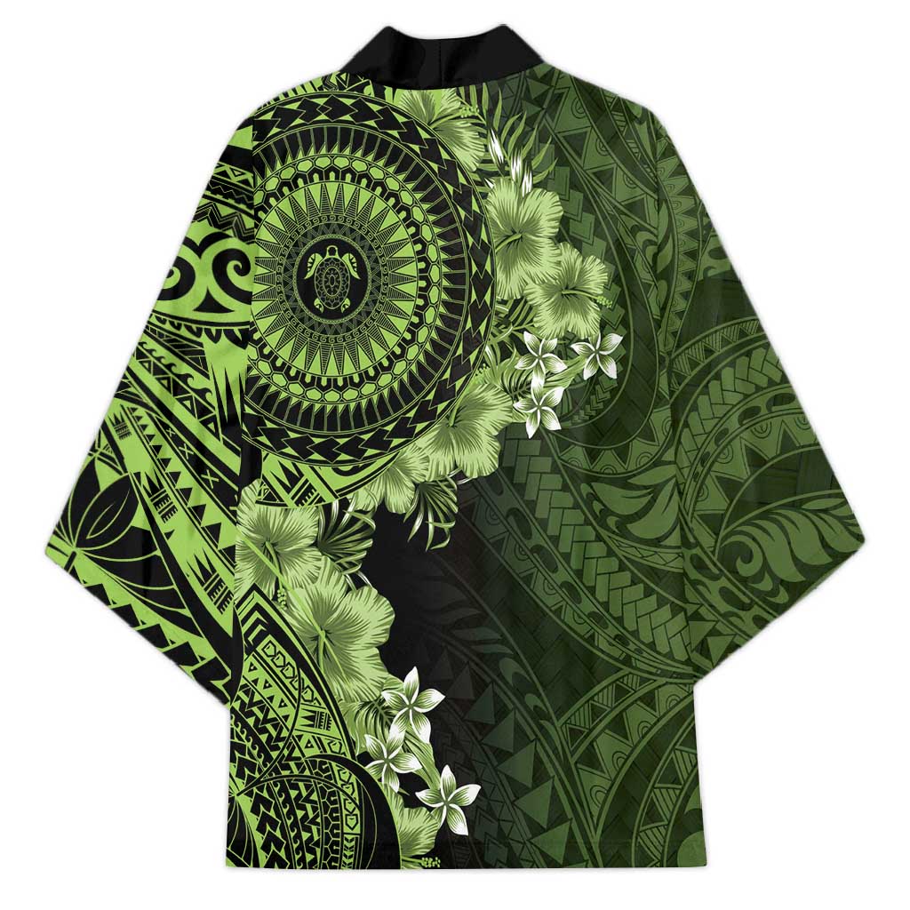 Vanuatu Kimono Hibisus Polynesian Pattern Green LT14 - Polynesian Pride