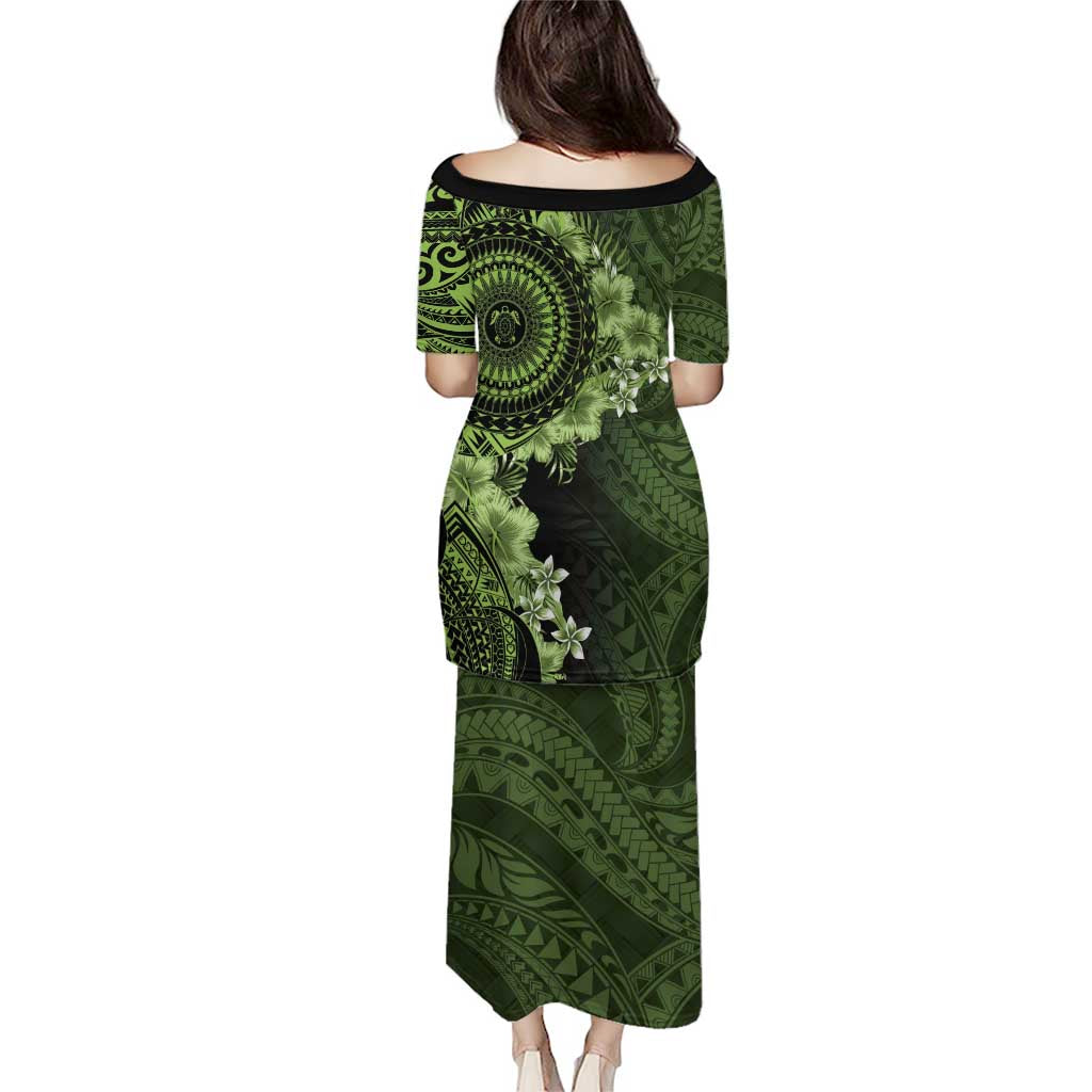 Vanuatu Puletasi Hibisus Polynesian Pattern Green LT14 - Polynesian Pride