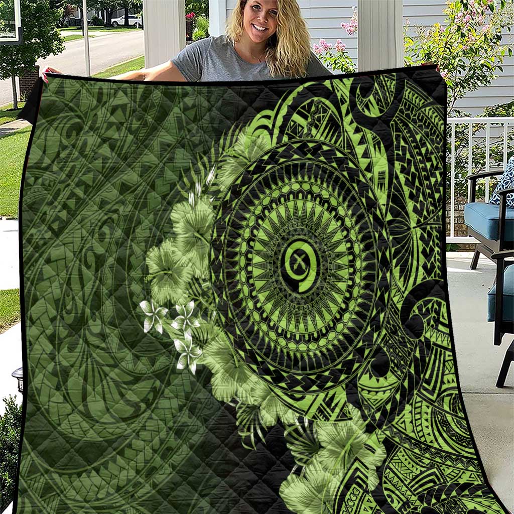Vanuatu Quilt Hibisus Polynesian Pattern Green LT14 Green - Polynesian Pride