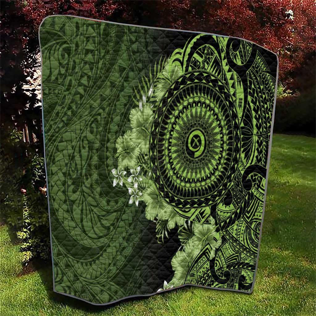 Vanuatu Quilt Hibisus Polynesian Pattern Green LT14 - Polynesian Pride