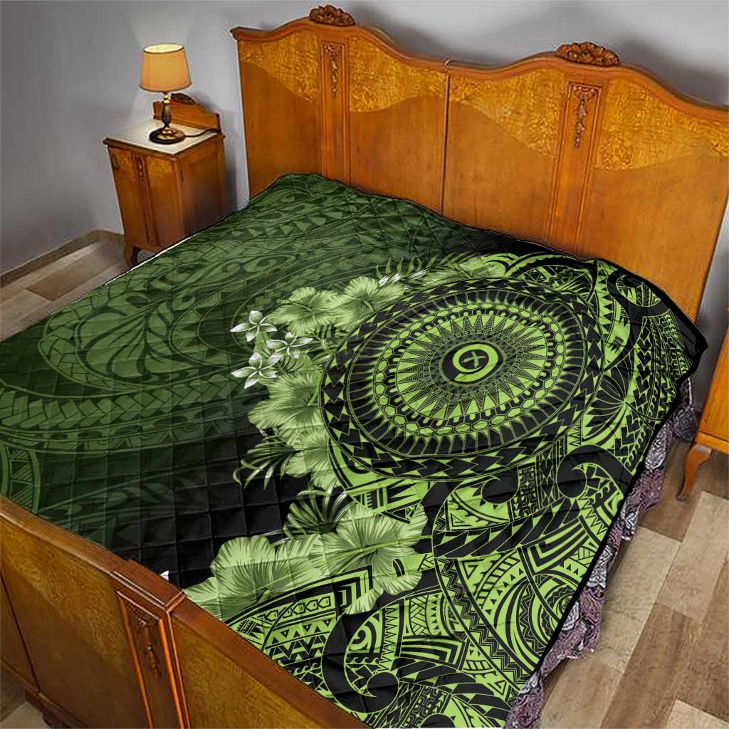Vanuatu Quilt Hibisus Polynesian Pattern Green LT14 - Polynesian Pride