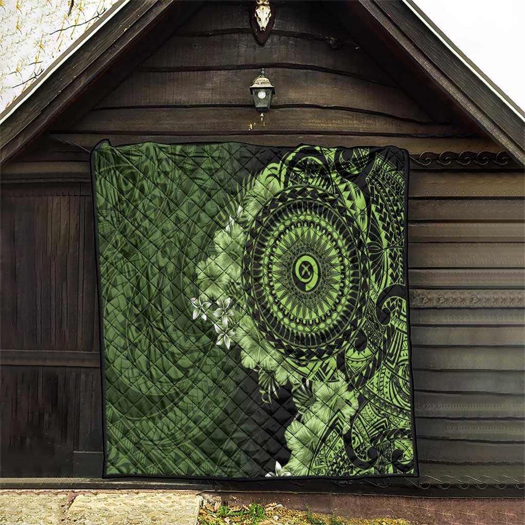 Vanuatu Quilt Hibisus Polynesian Pattern Green LT14 - Polynesian Pride