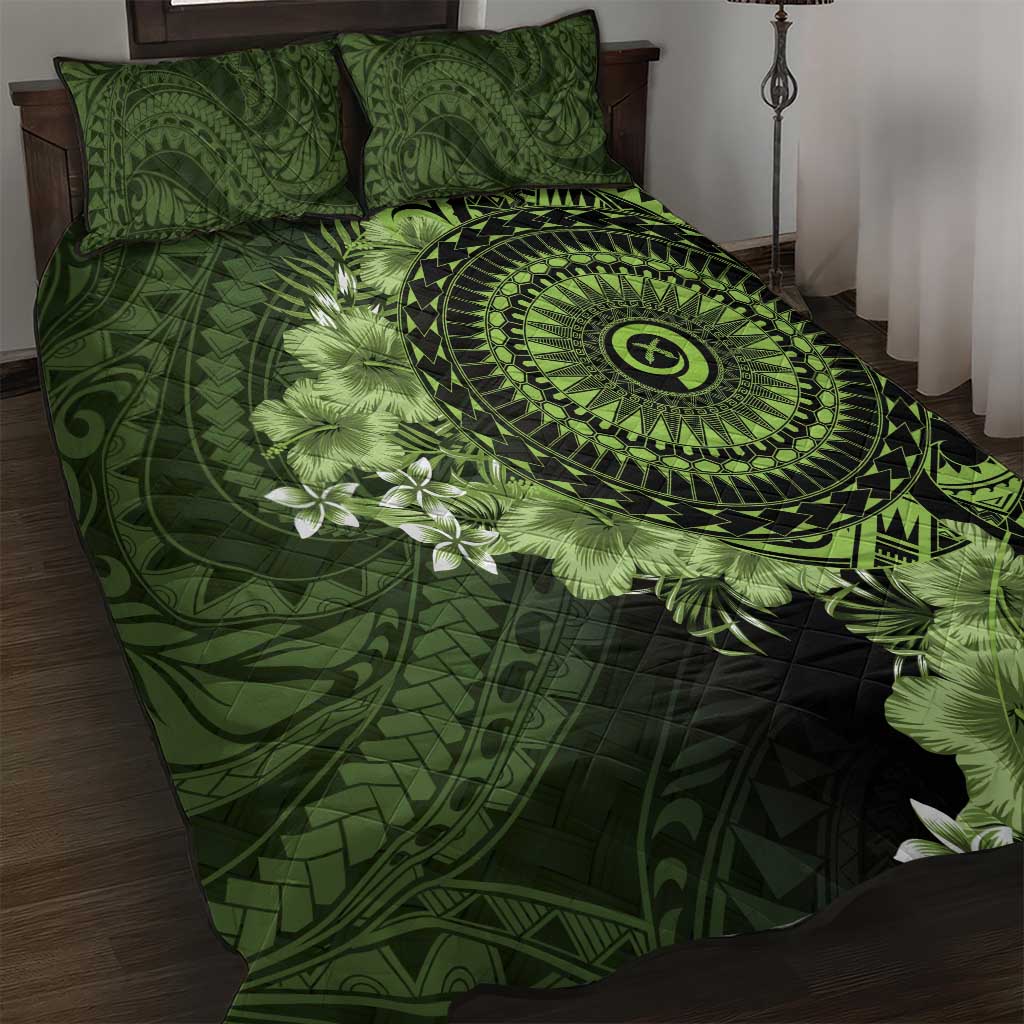 Vanuatu Quilt Bed Set Hibisus Polynesian Pattern Green LT14 Green - Polynesian Pride